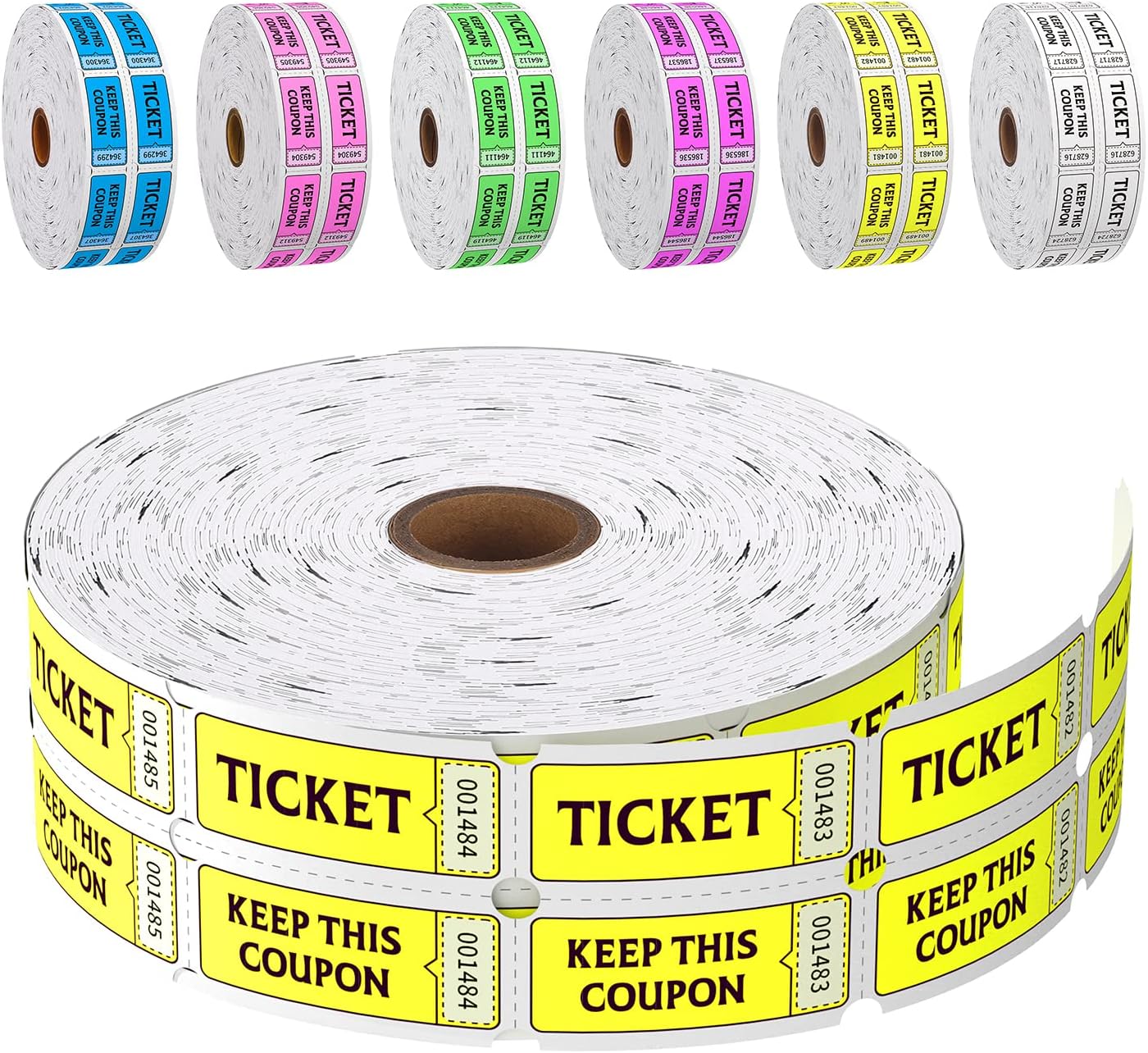 Fluorescence Raffle Tickets Double Roll 2000 Tickets Neon Yellow 50/50 Tickets for Events, Entry, Class Reward, Fundraiser & Prizes