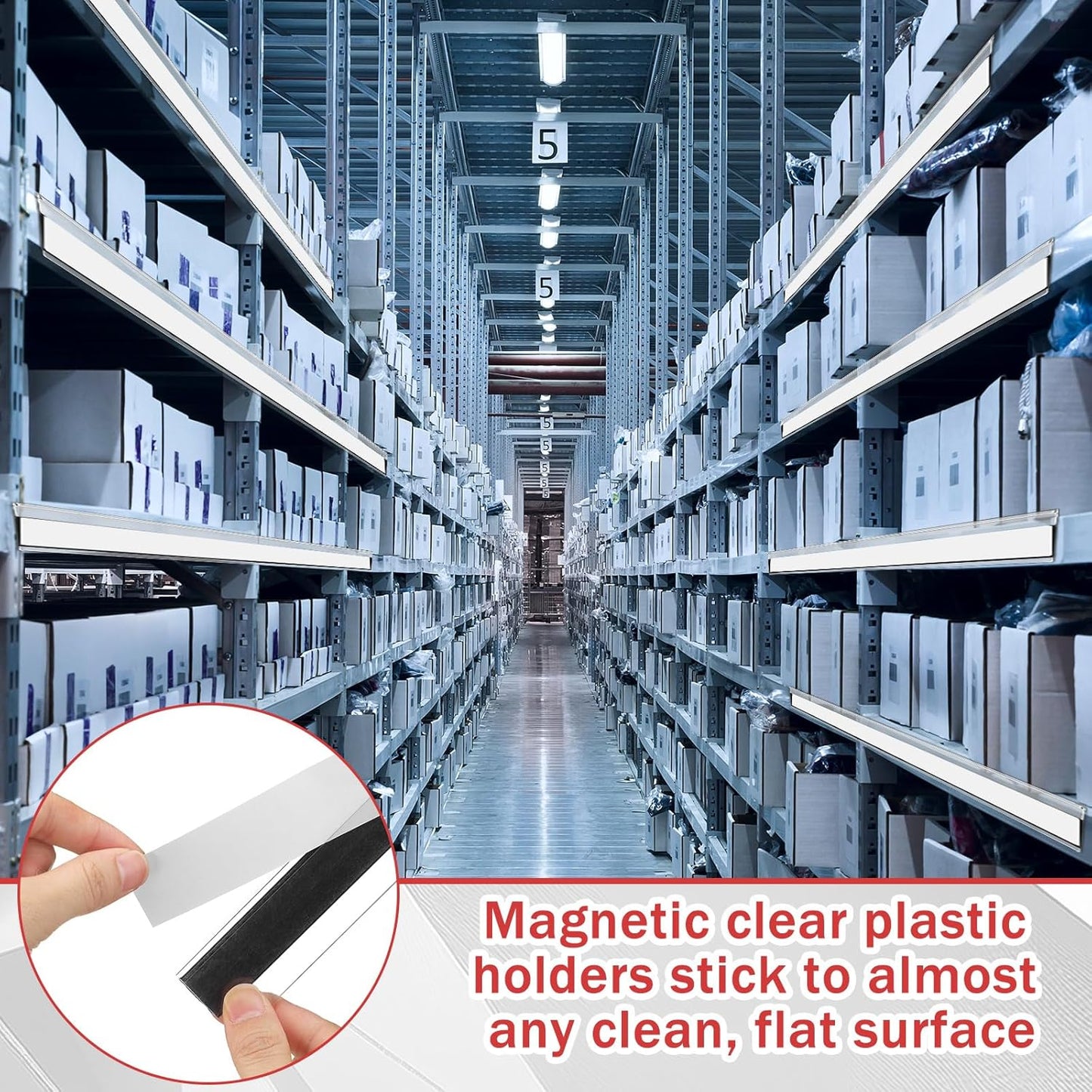 Fainne 25 Pcs 1. 25 Inch Magnetic Shelf Label Strip Holders for Metal Racks and Shelves, Clear Wire Shelf Price Tag Holder Installed in Supermarkets, Shops, Convenience Stores, 48 Inches Long