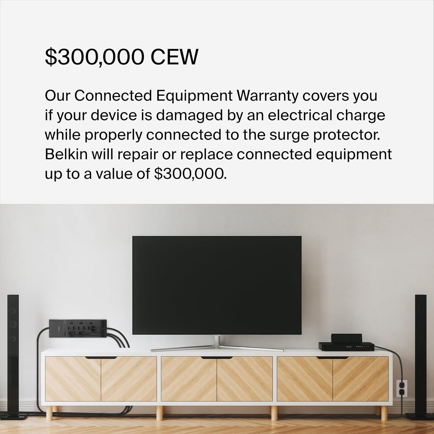 Belkin 12-Outlet Surge Protector Power Strip w/ 12 AC Outlets & 8ft Flat Plug, UL-Listed Heavy-Duty Extension Cord for Home, Office, Travel, Computer, Laptop, Charger - 3,940 Joules, Pack of 3