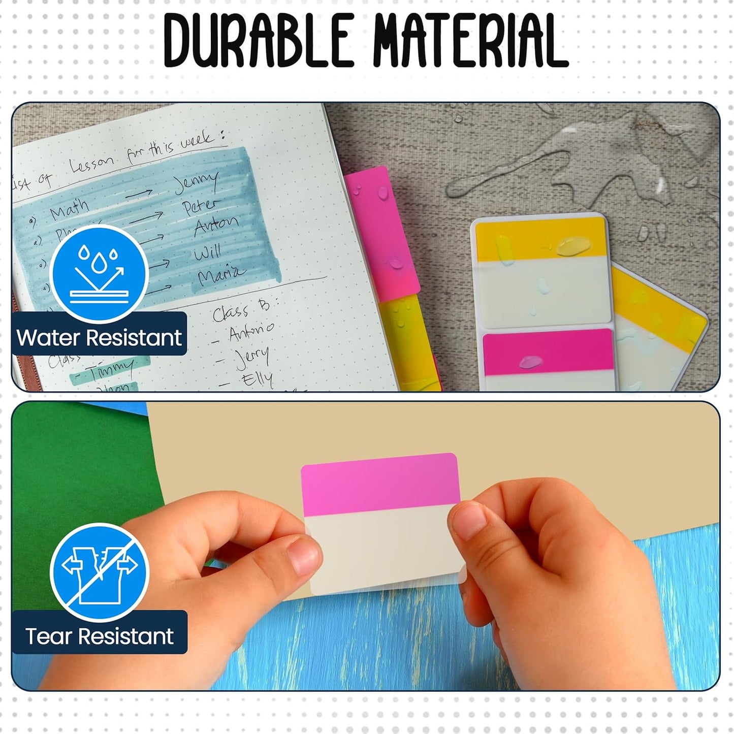 Essex Wares - 320 Pieces - 2-Inch Sticky Index Tabs for File Folders - 8 Colors - 2" x 1.6", 40 Pieces Each - Versatile Sticky Tabs for Notebooks - Repositionable File Tabs - Water-Resistant