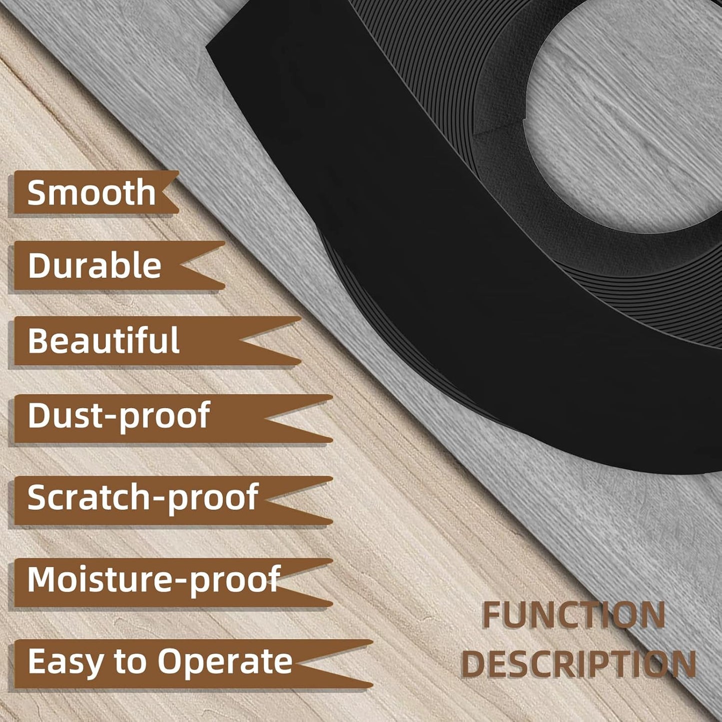 GSCIT Club Black Melamine Edge Banding, 1/2 inch x 100ft Edge Banding with Hot Melt Adhesive Pre-glued Cabinet Edge Banding Flexible Black Veneer Edging for Plywood