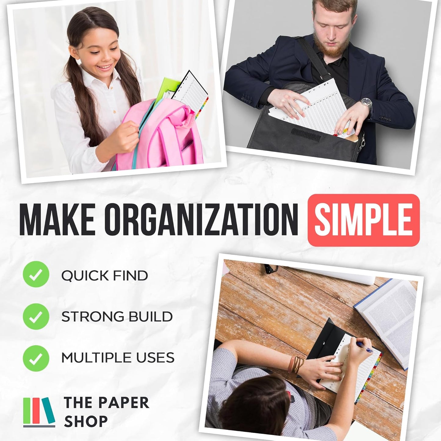 Binder Dividers with Tabs 1-20 Numbered – A4 (5 Pack) | Dividers for 3 Ring Binder | Numbered Tab Dividers for Office, School & Home Organization - The Paper Shop