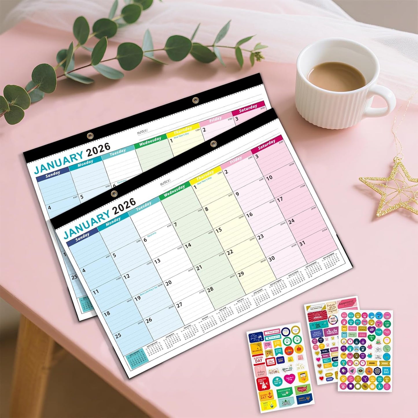 Desk Calendar2026-2027, With 3 sticker, 18 Month Calendar Running to June 2027-17" x 12" Desktop/Wall Monthly Calendar for Homeschool or Office