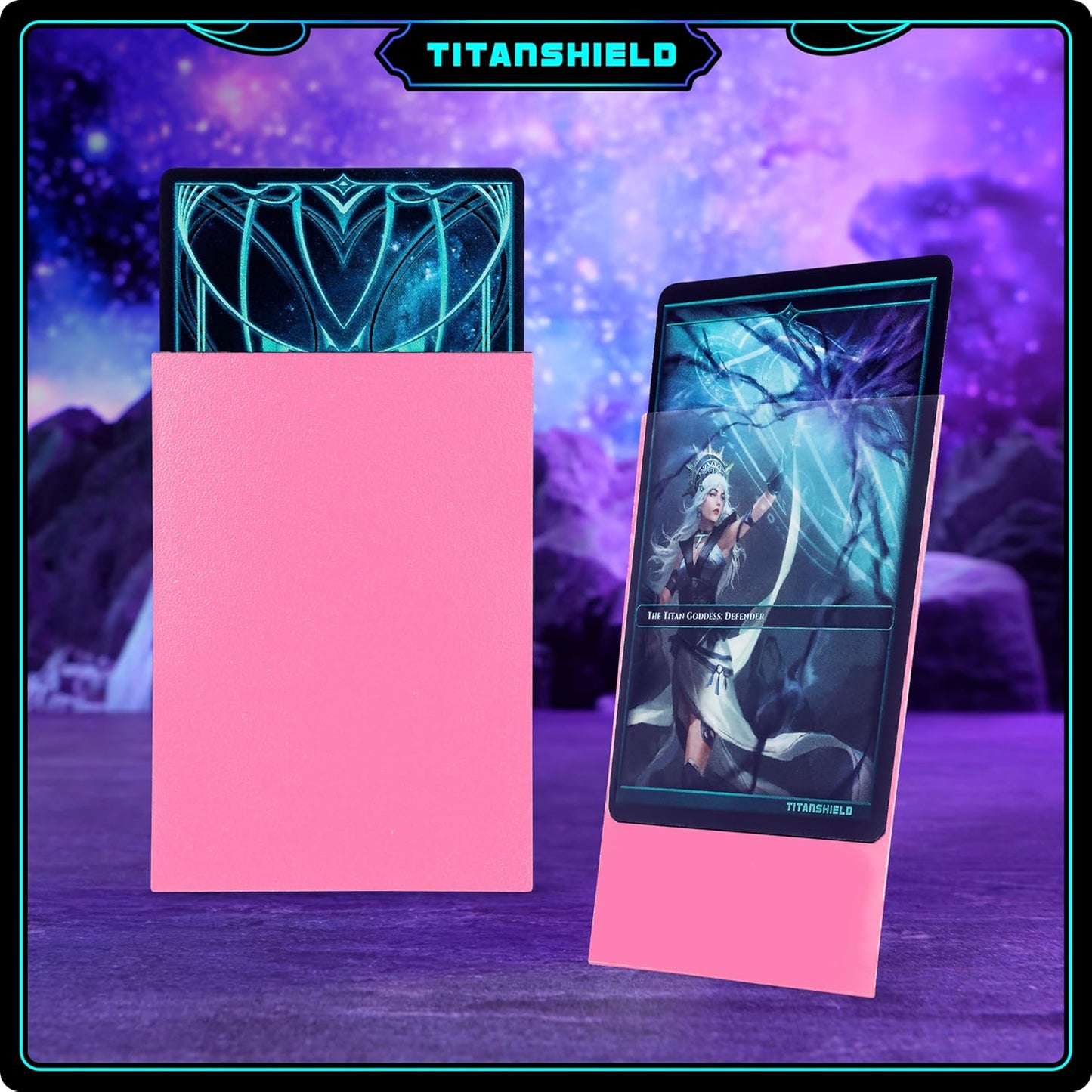 TitanShield (150 Sleeves/Bubblegum Pink) Standard Size Board Game Trading Card Sleeves Deck Protector for MTG, Dropmix