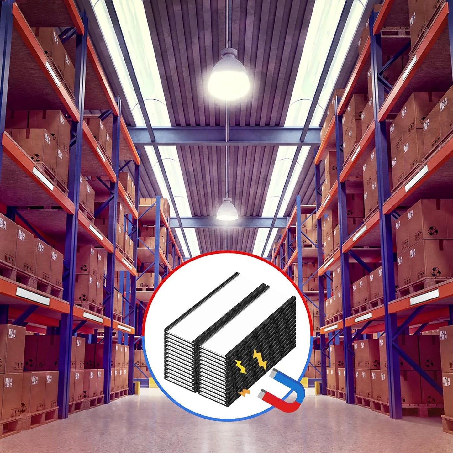 200 Pcs 6" x 2" Magnetic C Channel Label Holders with Replacement White Paper and Clear Plastic Films, Magnetic Cards Name Tags for Rack Shelf Warehouse Labels Accessories