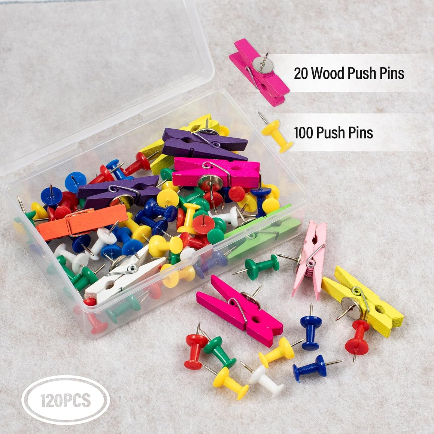 AKTOP Cork Bulletin Board 12x12, 1/2" Thick Felt Cork Board Tiles 12 Pack, Small Square Pin Board for Wall, Self Adhesive Corkboards with 120 Push Pin Wood Clips for School, Home & Office, Latte