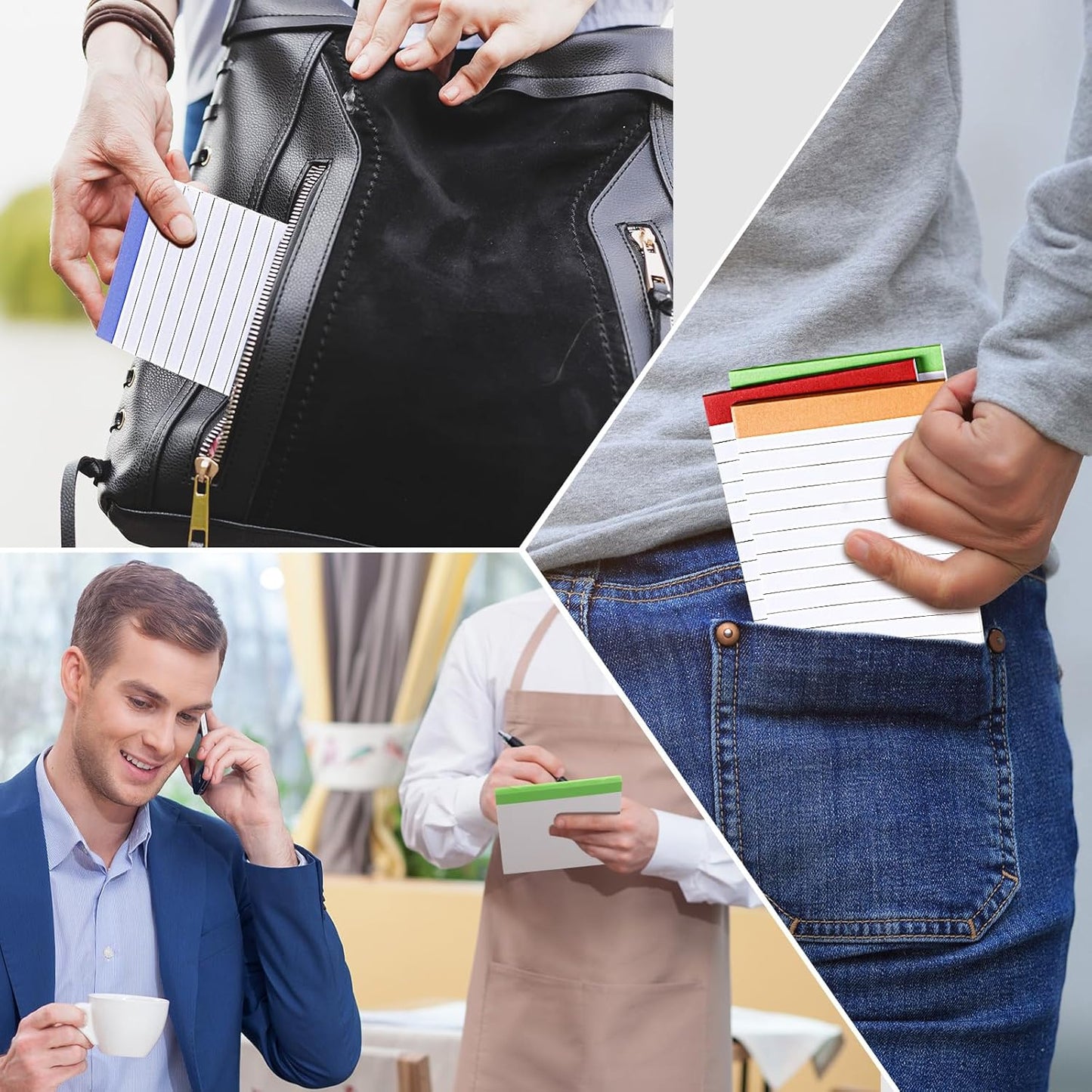 Colarr 24 Pack Legal Pads 3 x 5 Inches Lined Notepads 50 Sheets Wide Ruled Writing Pads for School College Office Business