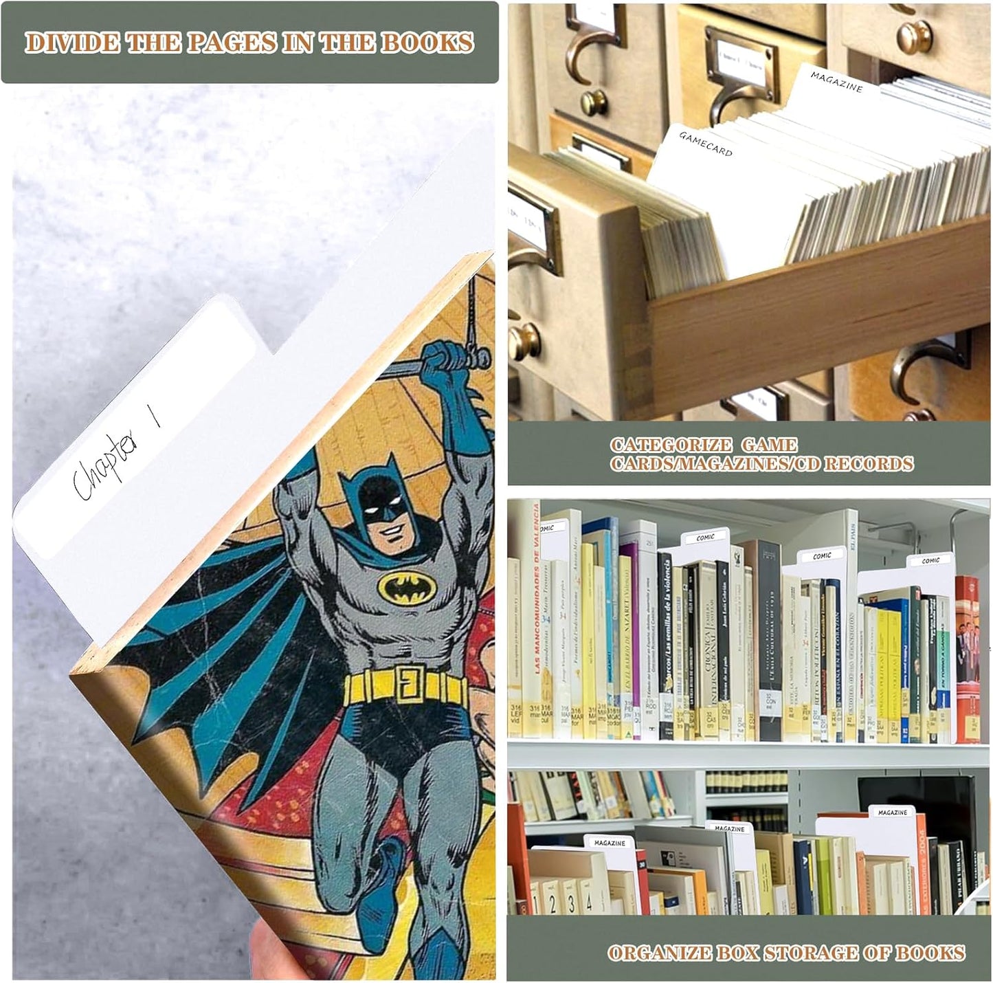 50 Pieces Comic Book Dividers with Tabs,Patient Divider Cards,Card Dividers Comic Book Boards for Storage Boxes 11.22 X 7.24 Inche