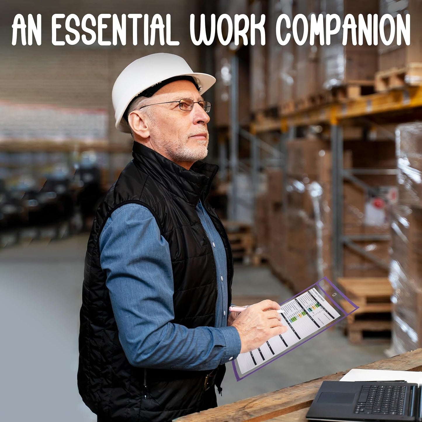 Essex Wares - 5 Pack, Purple, Job Ticket Holders, 10" Wide x 13.5" Tall - Clear Plastic Shop Ticket Holders - Easy to Use, Reusable & Easy Erase Plastic Invoice Holders, Water-Resistant & Durable