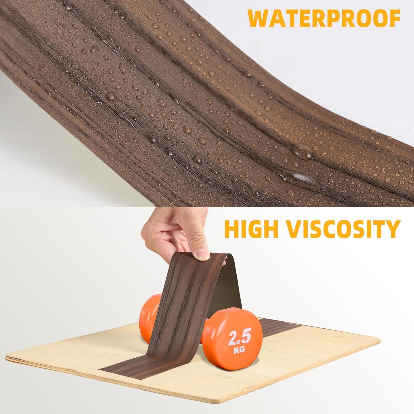 GSCIT Club Silver Walnut Wallpaper, 15.7 inch X 25ft Self Adhesive Wood Grain Repair Tape Patch for Tables, Chairs, Baseboards, Doors, Windows, Floors, Handicraft DIY.