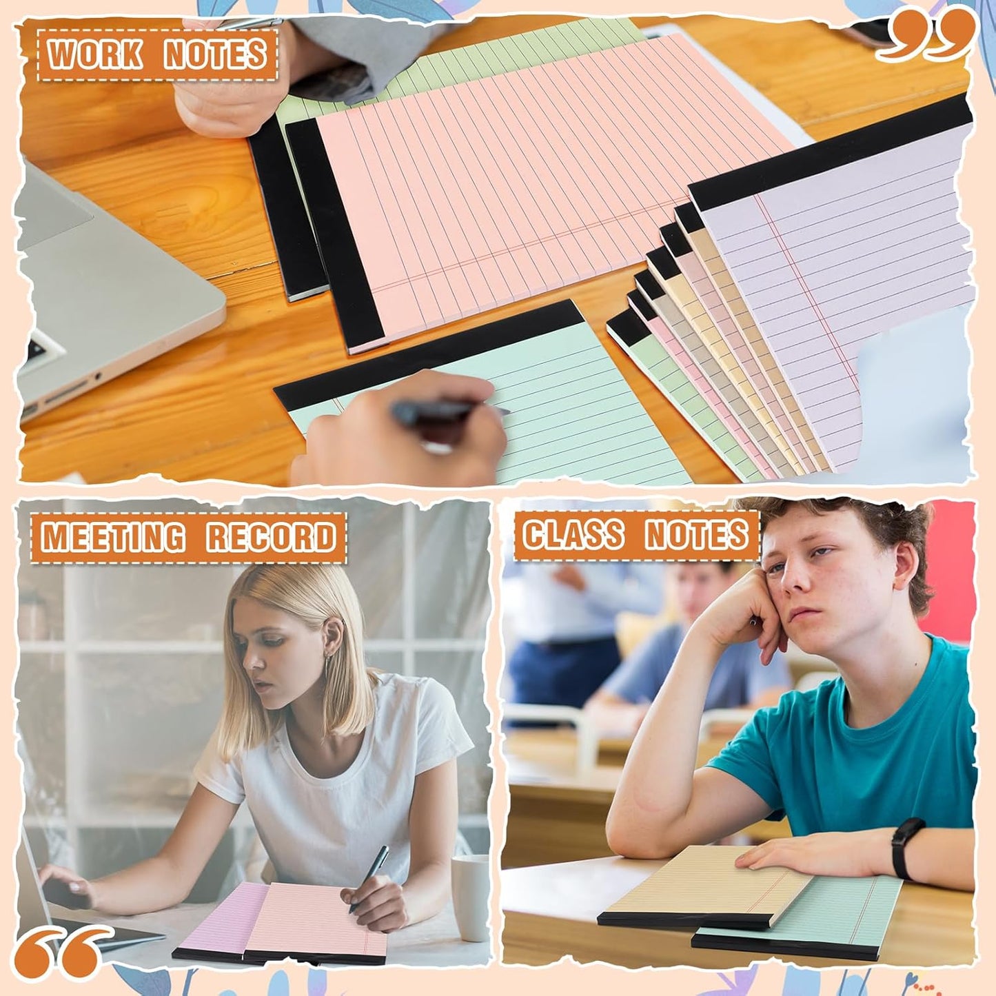 Fuutreo 12 Pcs 5" x 8" Legal Pad Writing Notepads 50 Sheets Small Legal Pad Narrow Ruled Multiple Color Lined Paper for School College Office Supplies Work (Macaron Colors)