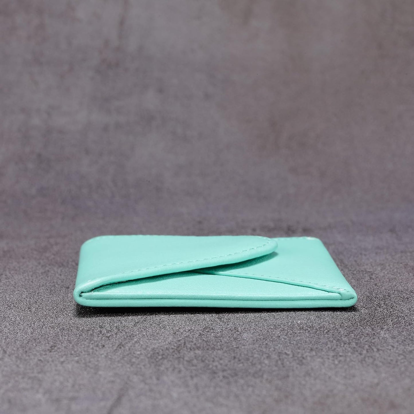 HISCOW Envelope Business Card Case with Magnet Closure - Italian Calfskin (Teal)