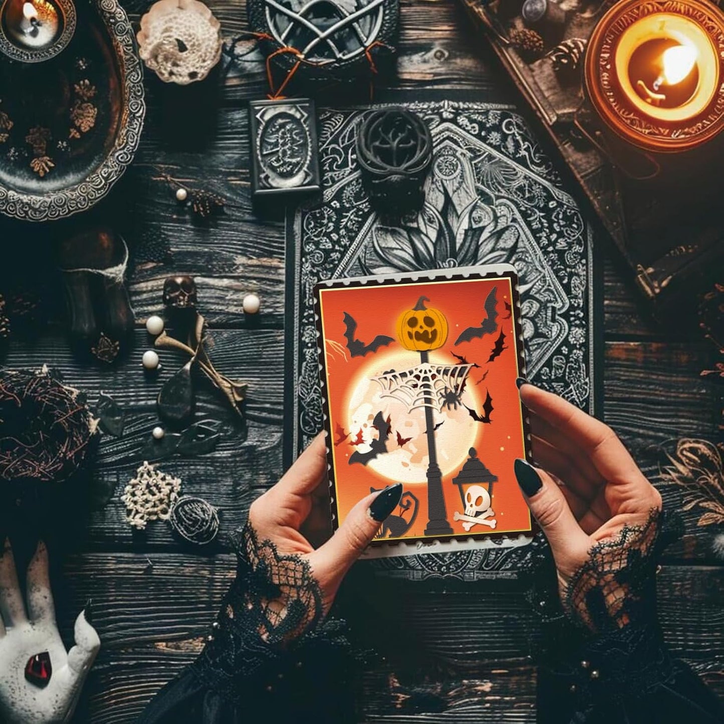 GLOBLELAND Halloween Pumpkin Lamp Cutting Dies for Card Making Skeleton Bat Cut Die for DIY Scrapbooking Journal Embossing Paper Craft Decor