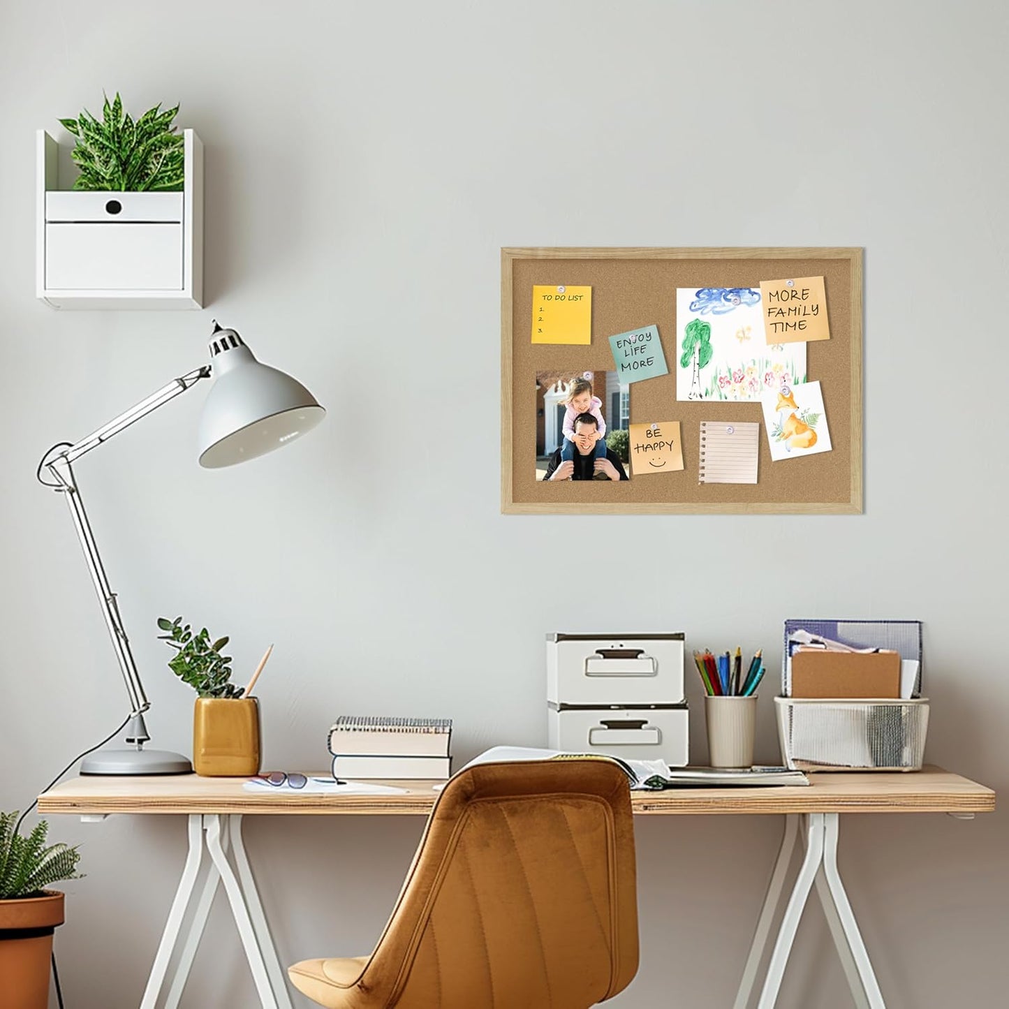 Cork Board Bulletin Board,23x17 Cork Board for Office with Pin Oak Wood Boards,Message Board or Vision Board Decoration.Board Wood 1Pack