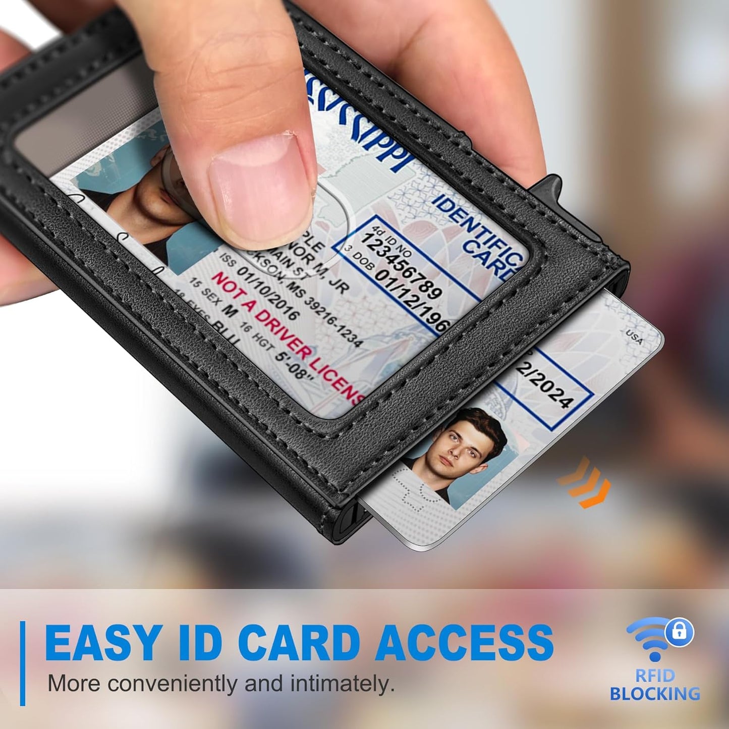 Airtag Wallet for Men, Slim Pop Up Credit Card Holder RFID Blocking Mens Minimalist wallet for 7-9 Cards ID Window, with Gift Box