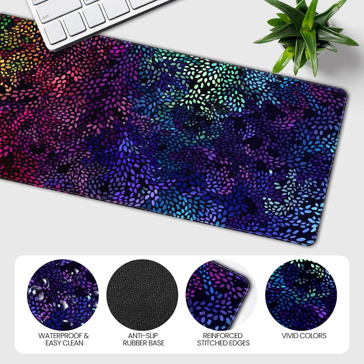 35.4 x 15.7 inches, Large Desktop Mouse pad, Keyboard and Mouse Pads for Work and Home Computers, and Large Laptop Mouse mat,Colorful Patterns