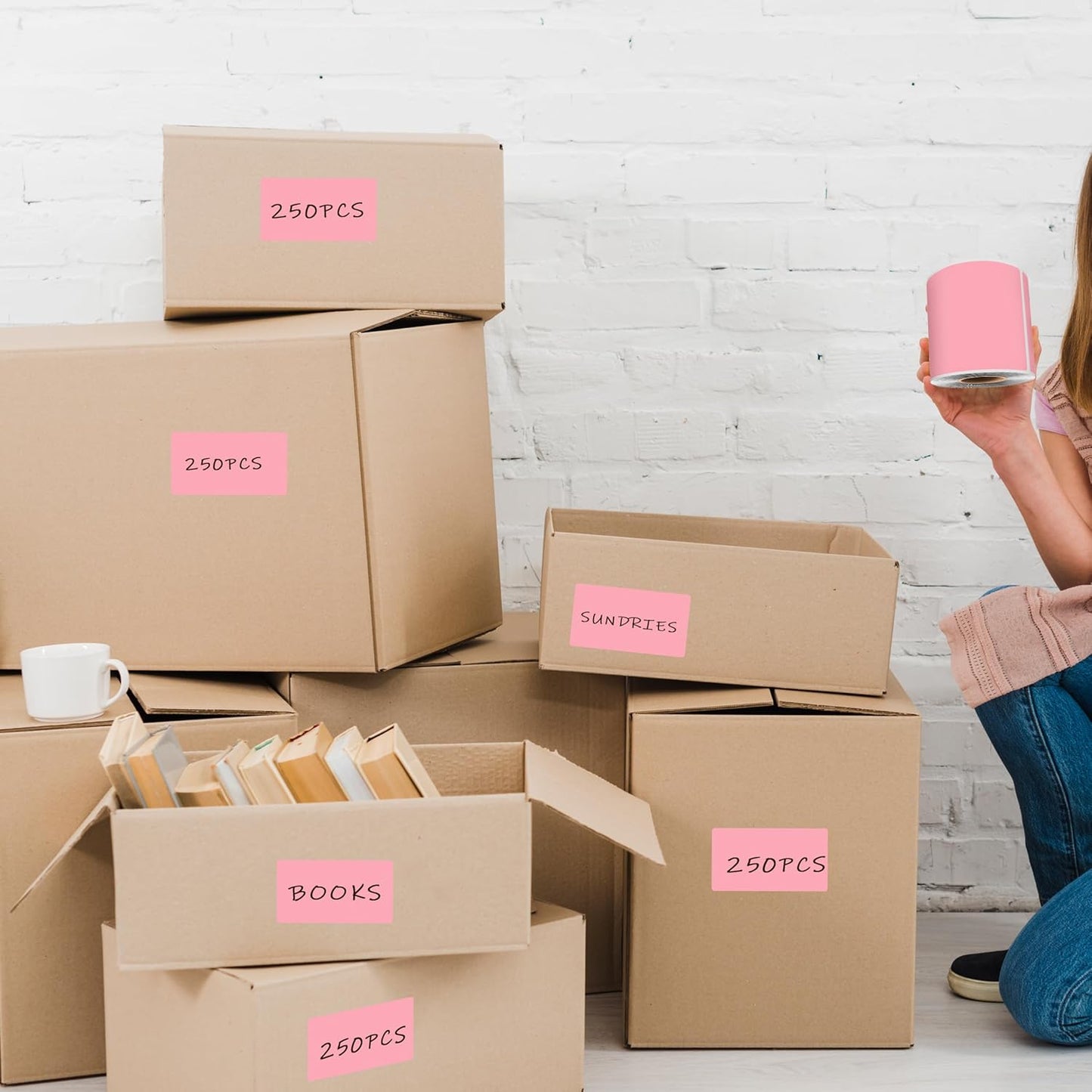 3 x 5 Inch 250Pcs Rectangle Color Coding Stickers,Strong Adhesion, Easy to Write Label for Organization,Inventory,Business Labeling,Pink