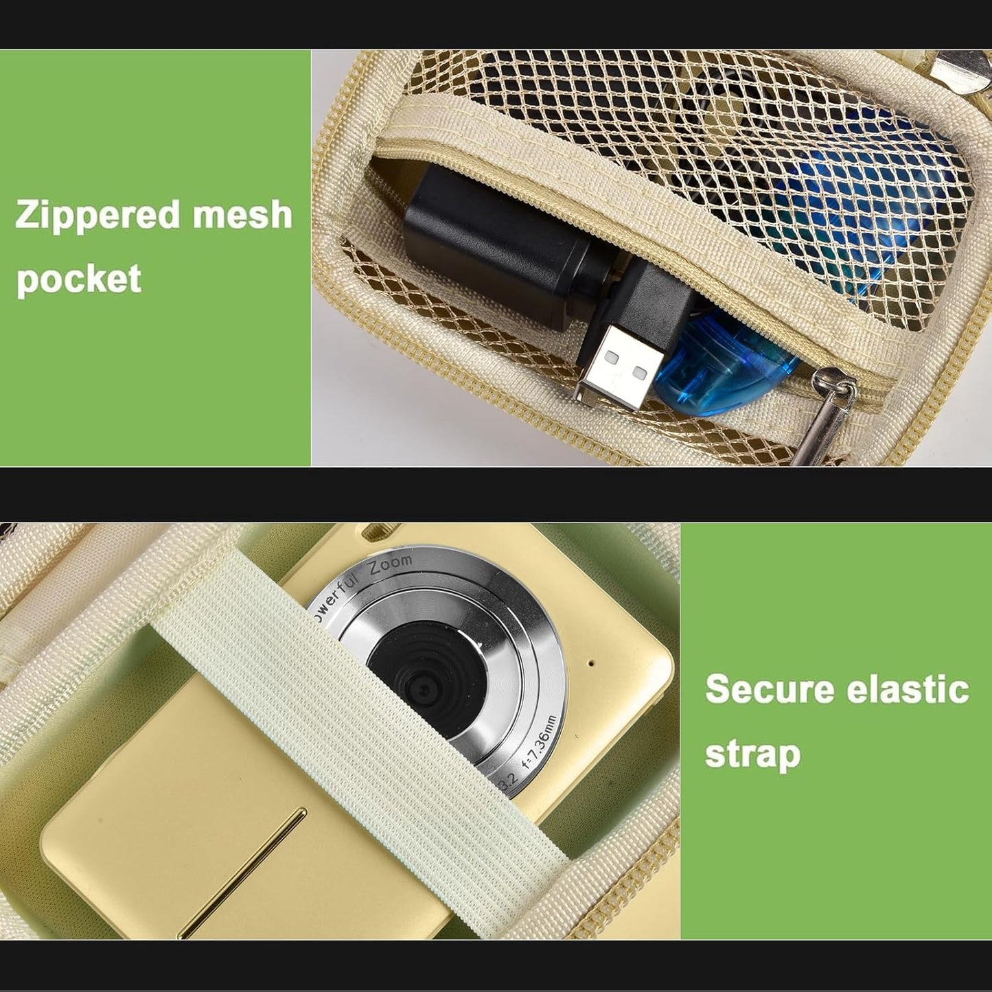 Case Compatible with VAHOIALD FHD 1080P Digital Camera/for CAMKORY Digital Point and Shoot/for Kodak PIXPRO FZ45-BK 16MP Vlogging/for IWEUKJLO/for Nsoela, Holder for SD Card More (Light Brown)