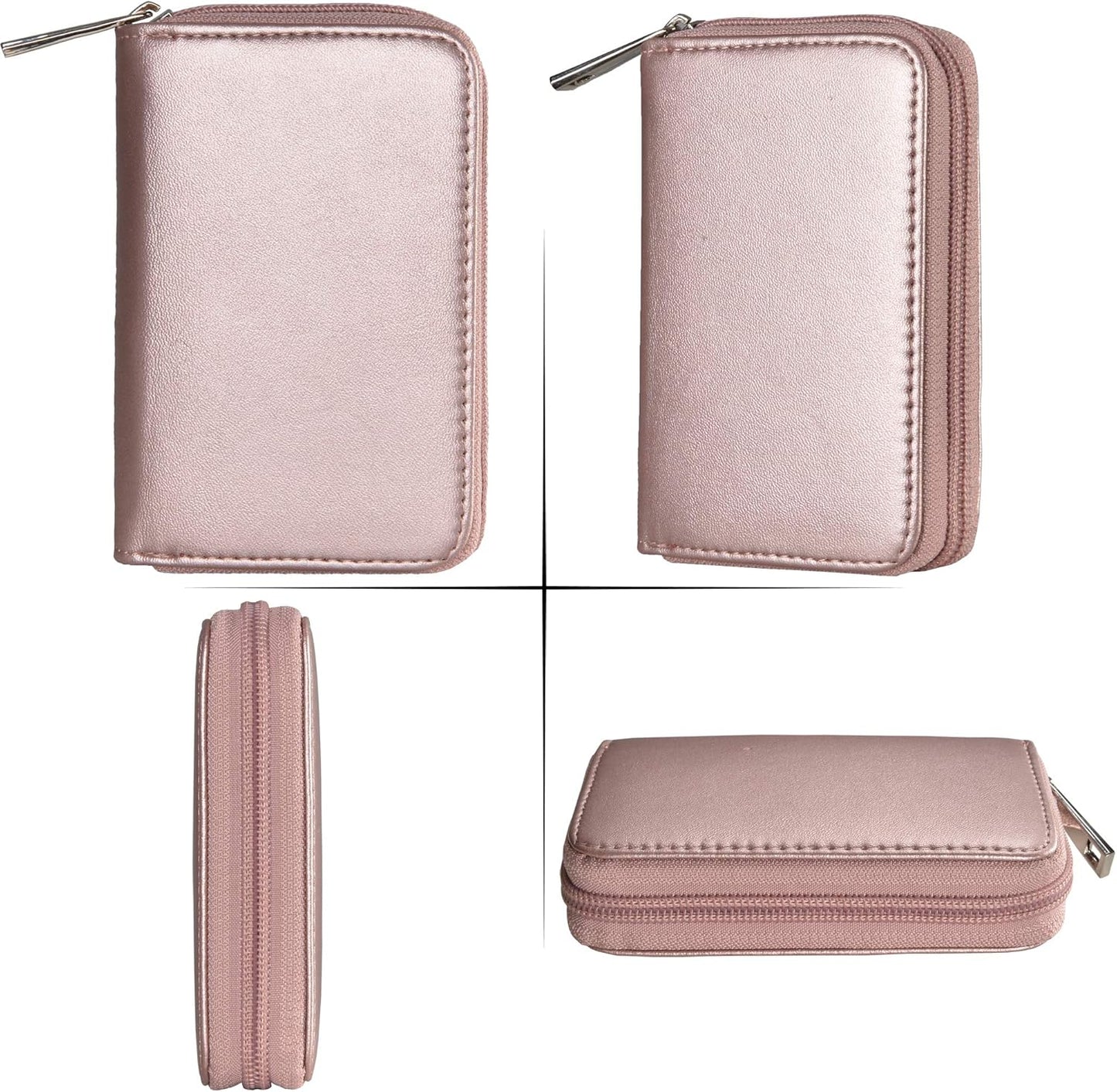 Easyoulife Genuine Leather Credit Card Holder Zipper Wallet With 26 Card Slots