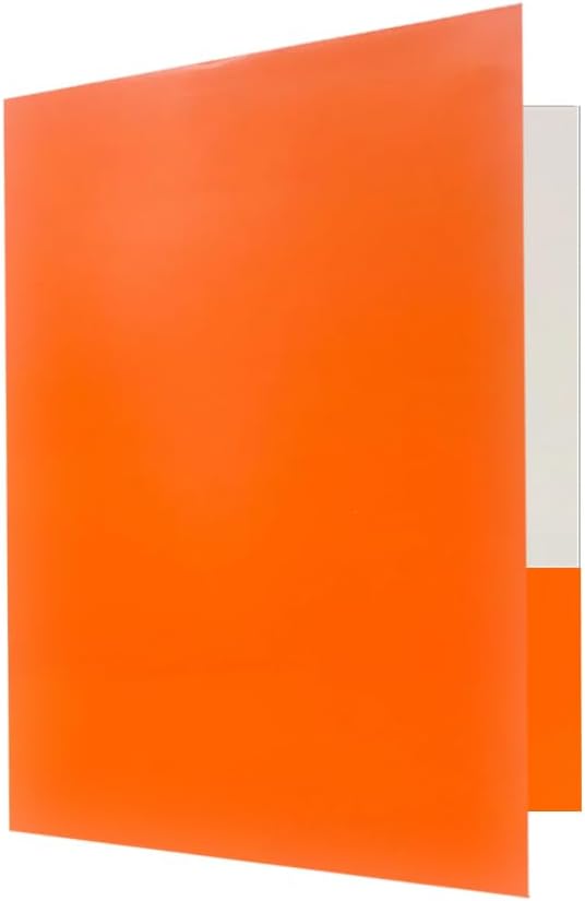 JAM PAPER Custom Printed Semi-Gloss Folders with Round Corner Pockets - Personalized Logo & Text - 12pt C1S - Orange - 250/Pack