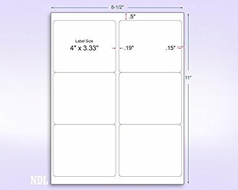 8-1/2 x 11 Neon Color High Light Fluorescent Labels for Laser & Inkjet Printer (Pink Fluorescent, 4" x 3-1/3" - 6 Per Page | 150 Labels)