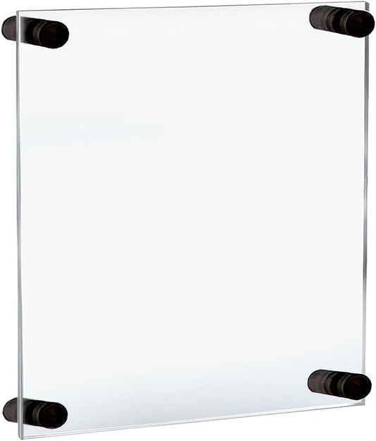 Azar Displays 105512-BLK Acrylic Floating Double Panel Wall Frame,9" x 12" Graphic Size, Overall Frame Size: 13" x 16", Black
