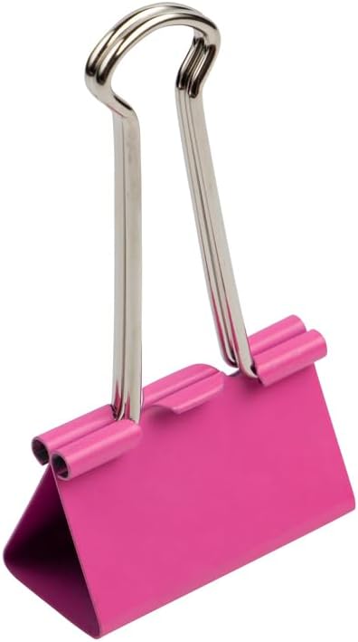 JAM PAPER Colorful Binder Clips - Large - 1 1/2 Inch (41 mm) - Pink Binderclips - 12/Pack
