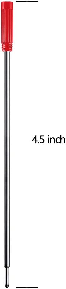 DunBong Red Ink Refill Pack of 5, Replaceable Ballpoint Pen Refills, Medium Point Metal Refill (Red)