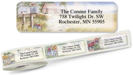 Colorful Images American Countryside Rolled Personalized Return Address Mailing Labels with Dispenser, Customize with Name & Shipping Address, 500 ¾” x 2½” Self Adhesive, Easy Peel Label Roll