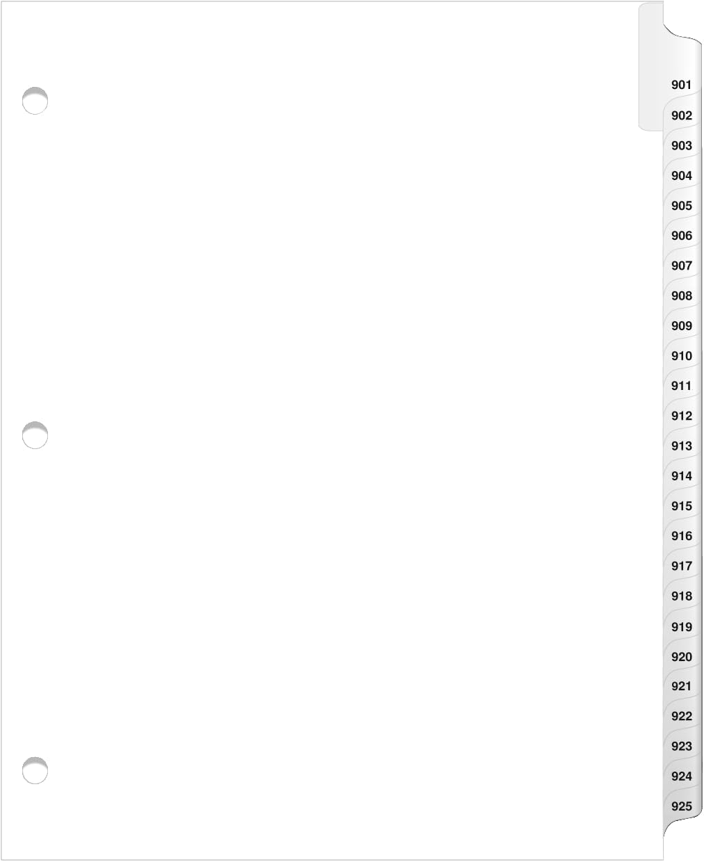 Exhibitindexes® 3 Hole Punched Side Collated Exhibit Tabs - AVE Style Bold Tabs Letter Size - 901-925-Set