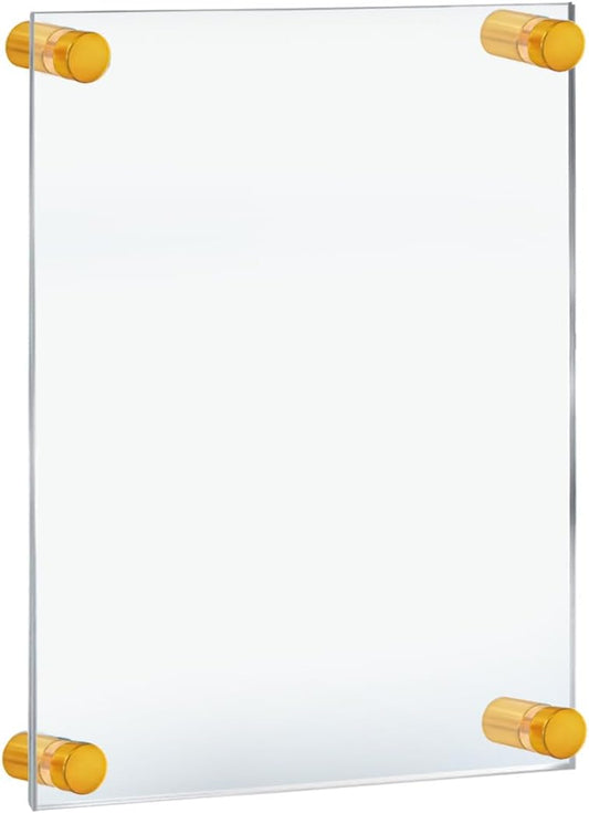 Azar Displays 105506-GLD Acrylic Floating Double Panel Wall Frame,8.5" x 14" Graphic Size, Overall Frame Size: 12" x 18", Gold