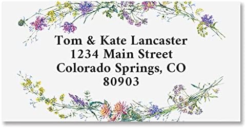 Colorful Images Dainty Sprigs Floral Return Address Mailing Labels, Personalize with Name & Address, Set of 144 Self Adhesive, Easy Peel Flat Label Sheets, Large, 1 Design