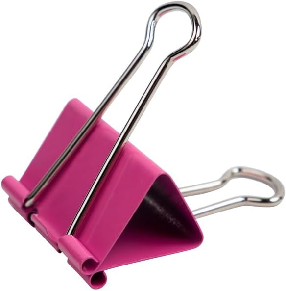 JAM PAPER Colorful Binder Clips - Large - 1 1/2 Inch (41 mm) - Pink Binderclips - 12/Pack