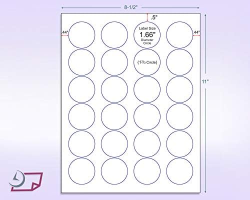 8-1/2 x 11" Neon Color High Light Fluorescent Labels for Laser & Inkjet Printer (Green Fluorescent, 1.66" Round - 24 Per Page | 2400 Labels)