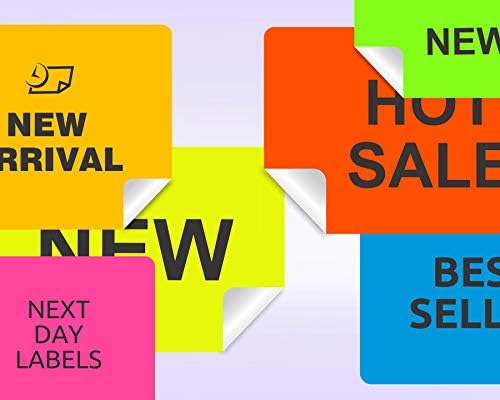 8-1/2 x 11 Neon Color High Light Fluorescent Labels for Laser & Inkjet Printer (Yellow Fluorescent, 4" x 3-1/3" - 6 Per Page | 150 Labels)