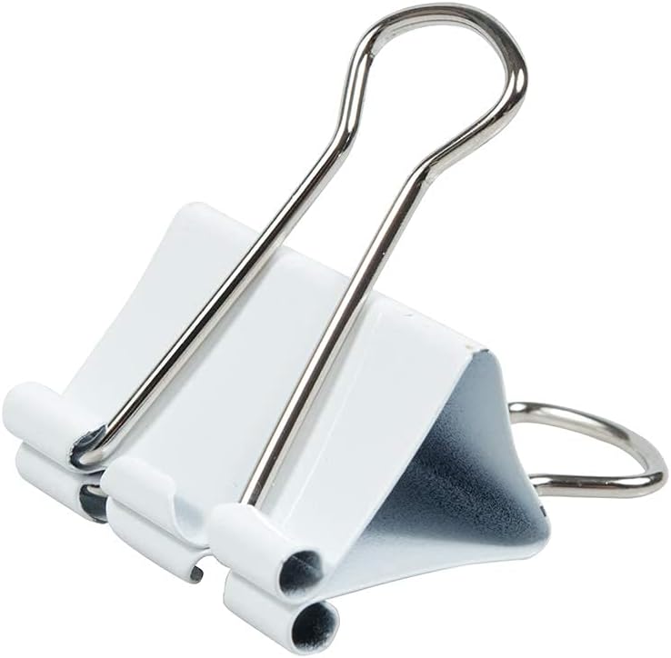 JAM PAPER Colorful Binder Clips - Medium - 1 1/4 Inch (32 mm) - White Binderclips - 15/Pack