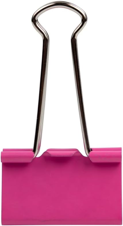 JAM PAPER Colorful Binder Clips - Large - 1 1/2 Inch (41 mm) - Pink Binderclips - 12/Pack