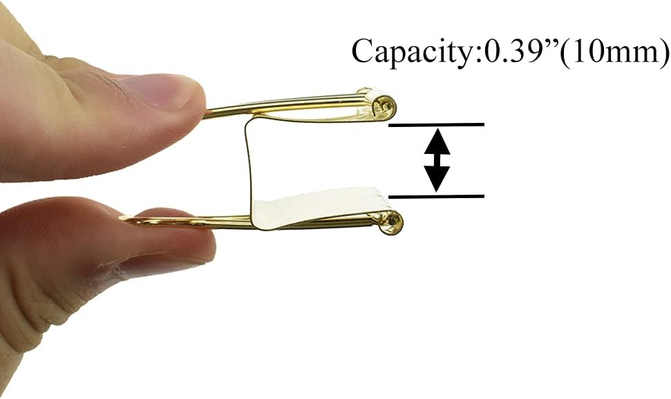 HAHIYO Binder Clips Paper Clamps Spring Steel Sturdy Medium 1.26 inches Width 0.39 Inch Capacity No Sharp Edges Heavy Duty Tight Grip Reusable Gold Metal Bright Finish for Home Office School 13 Pack