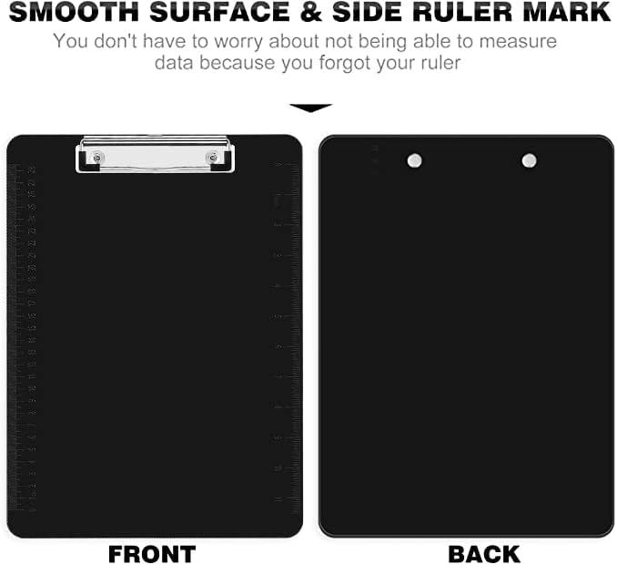 HERKKA 15 Pack Plastic Clipboards - Black, Low Profile A4 Letter Size, 12.5 x 9 Inch