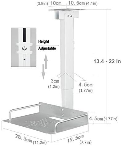 Drsn Universal Ceiling Mount with Tray, 11.4-22 inches Adjustable, No Hole Installation, Aluminum Alloy, in-Tube Cable Routing, Universal Ceiling Mount for Projector/Camera, Wall/Ceiling