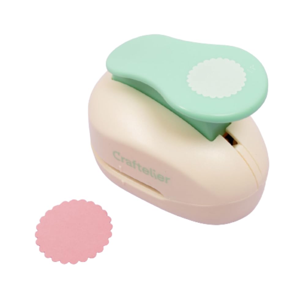 Craftelier - 1,5 Inch Circle Scallop Punch with lever press | Shape Hole Puncher for Paper Crafts | Scalloped Hole Punch for Scrapbooking, DIY Cards & Journals | Mini Hole Punch for Paper & Cardstock.