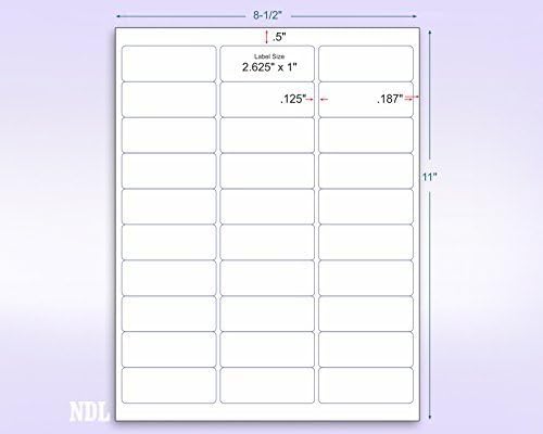 8-1/2 x 11 Neon Color High Light Fluorescent Labels for Laser & Inkjet Printer (Green Fluorescent, 1" x 2-5/8" - 30 Per Page | 3,000 Labels)