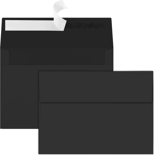 70 Packs A2 Black Envelopes for 4.5x5.5 Cards, Invitations, Photos, RSVP, Greeting Cards - Self-Seal Postcard Envelopes
