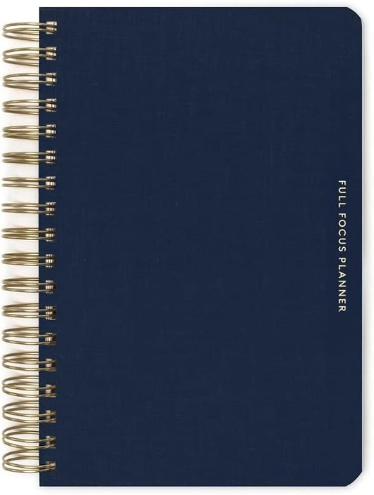 Full Focus Leather Coil Planner by Michael Hyatt - The #1 Daily Planner to Set Annual Goals, Increase Focus, Eliminate Overwhelm, and Achieve Your Biggest Goals - Hardcover (Navy Blue)