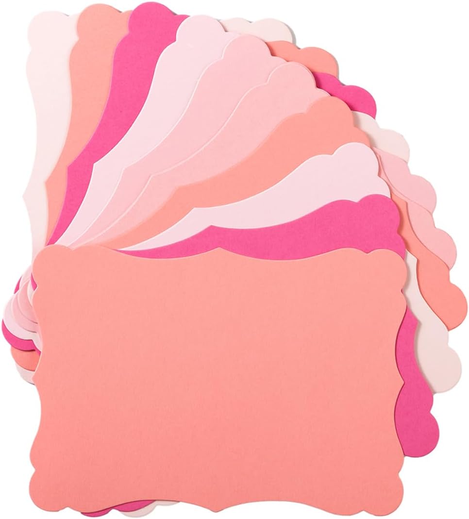 50 Pack Blank Kraft Cards Cardstock Thick Paper Brown Greeting Cards for DIY Gift Card Menus, Baby Shower and Wedding Invitations (Pink, 5 Colors, 4x6IN)