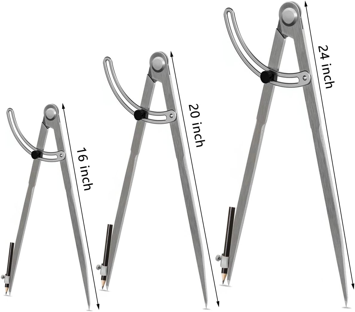 16 inch Compass for Geometry, Compass for Woodworking, Precision Woodworking Compass with Wing Divider and Pencil Holder, Large Compass for Geometry, Woodworking Compass, Drafting, Drawing Compass