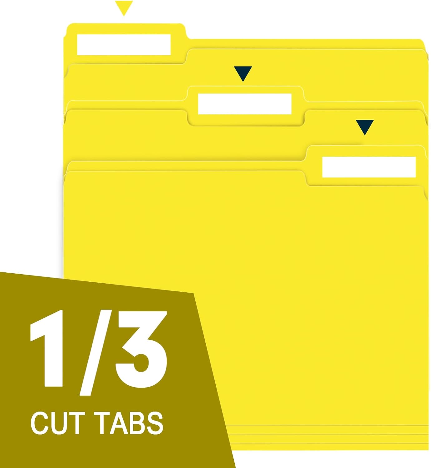 File Folder, RAZCC 100 Pack 1/3 Cut Tab File Folders Letter Size, Yellow, Folders with Tab, Great for Organizing and Easy File Storage