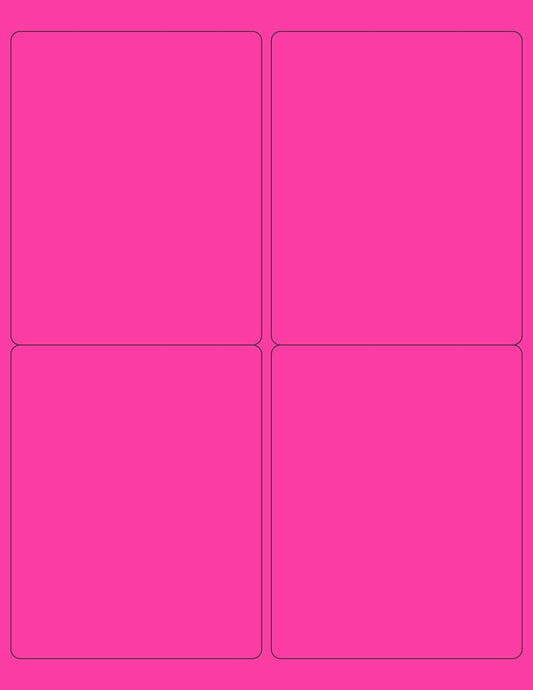 8-1/2 x 11" Neon Color High Light Fluorescent Labels for Laser & Inkjet Printer (Pink Fluorescent, 4 x 5" - 4 Per Page | 400 Labels)