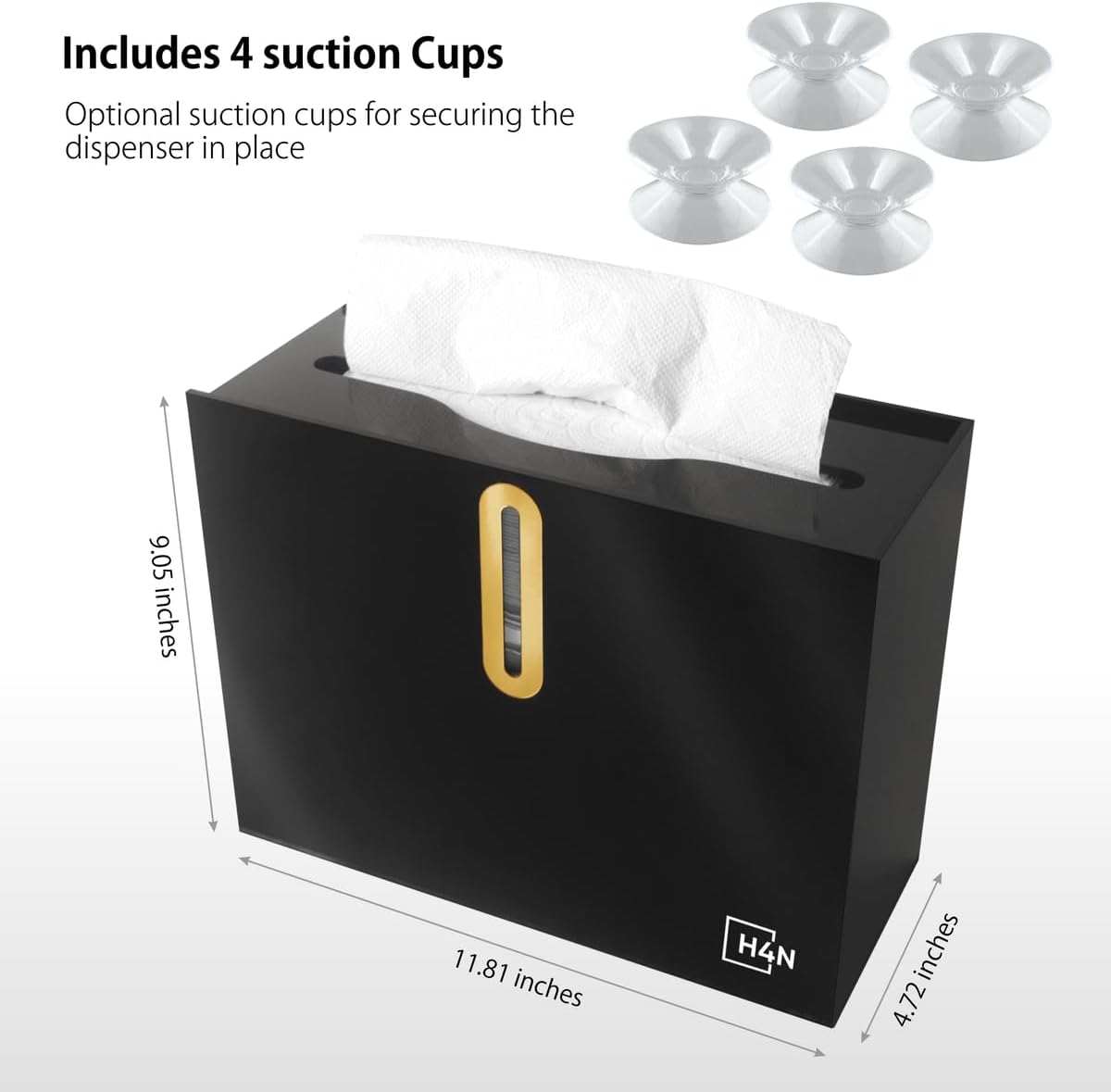 H4N Multifold Hand Paper Towel Dispenser Countertop, Compact Design, Single Sheet Dispensing for Home and Commercial Use, Black