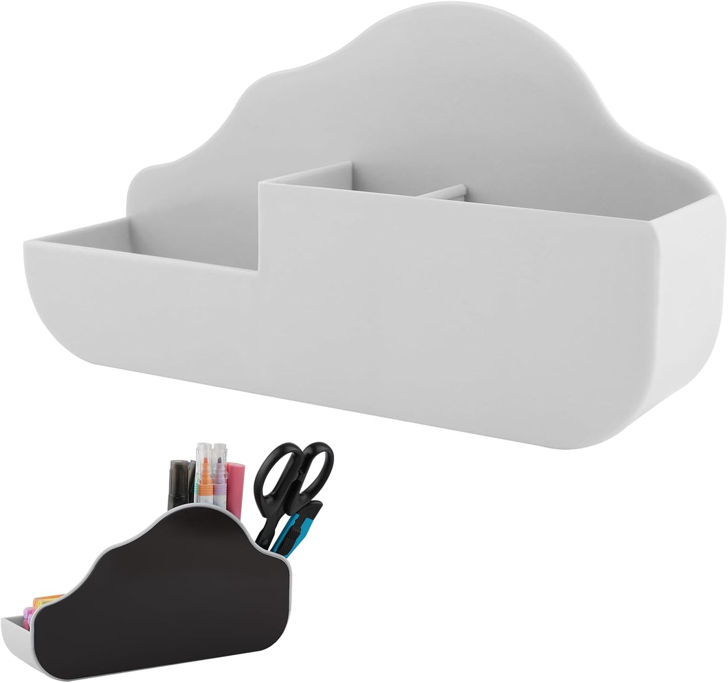 Cloud Style 3 Compartment Magnetic Dry Erase Marker Holder, Pen Pencil Organizer for Refrigerator, Whiteboard, Locker Accessories